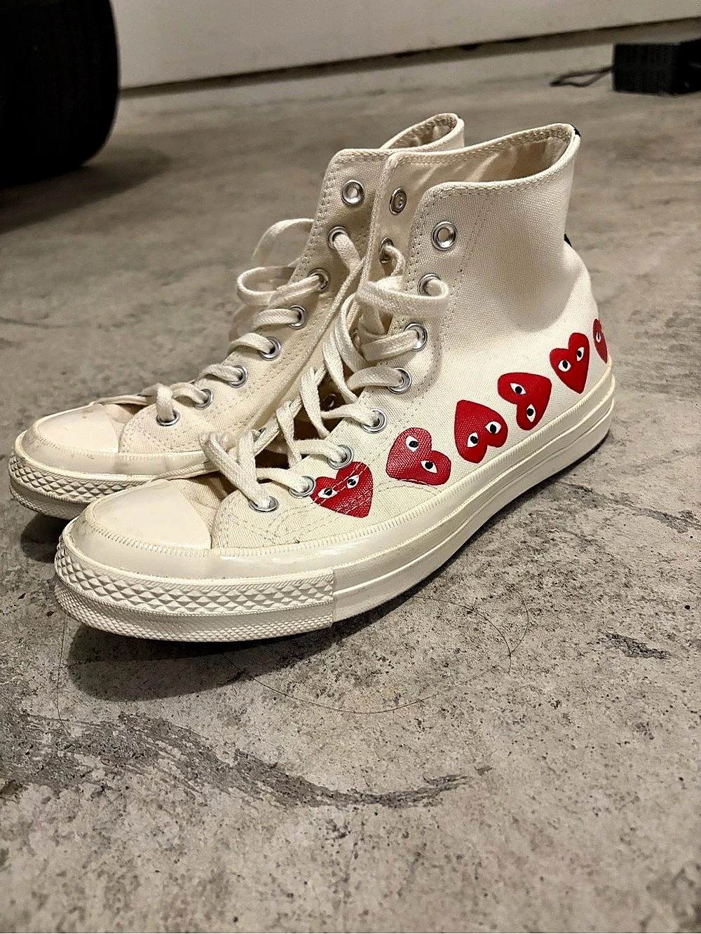 Converse Chuck Taylor All Star High Top Sneakers in White & Red